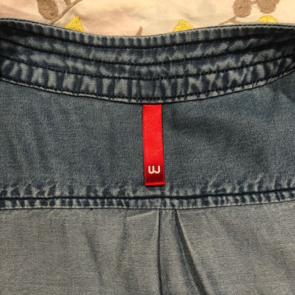 Chambray Zip Drop Shoulder Shirt Dress Pockets - Picture 12 of 13